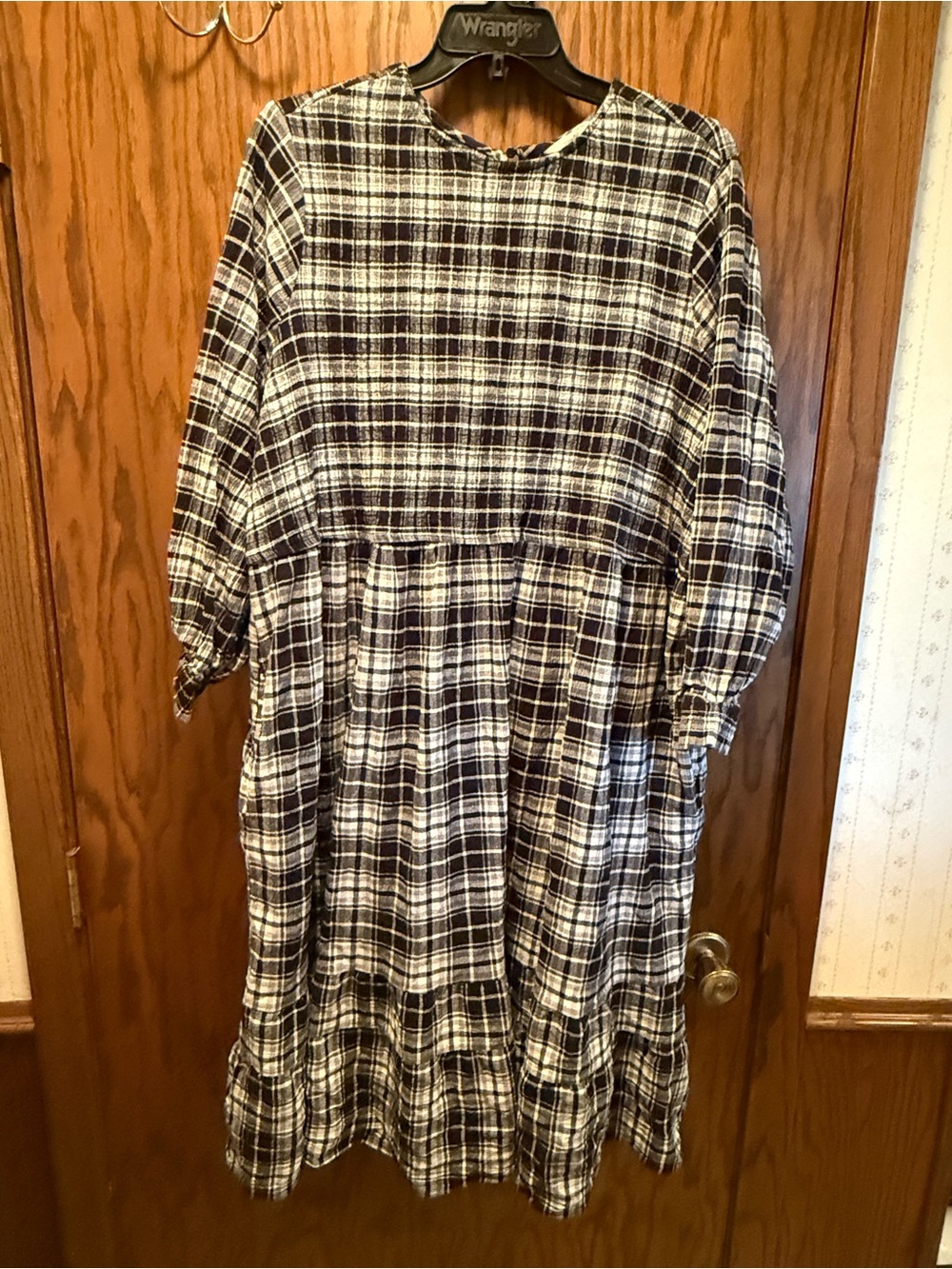 Plaid Black and White Women's Maxi Dress